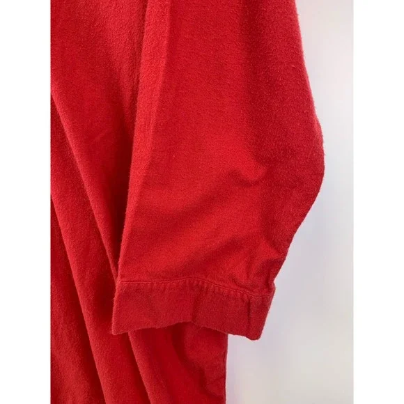 LL Bean Vintage Red Flannel Night Shirt Button 100% Cotton Chest Pocket Mens XL - Picture 2 of 10